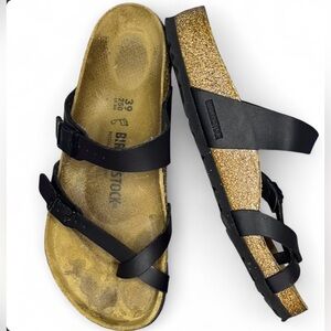 Birkenstock Mayari Women's Size 8 US 39 EU Black Leather Sandals Birko Flor